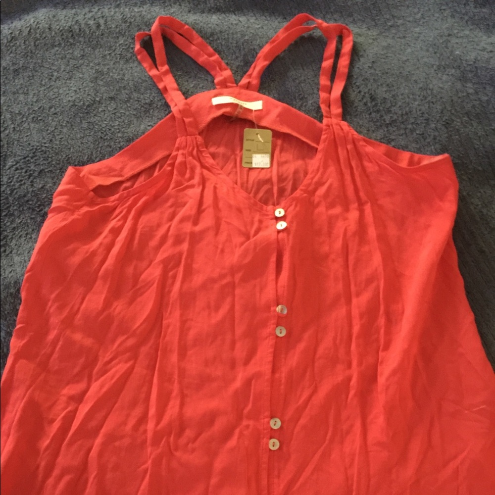 Button up coral Blouse